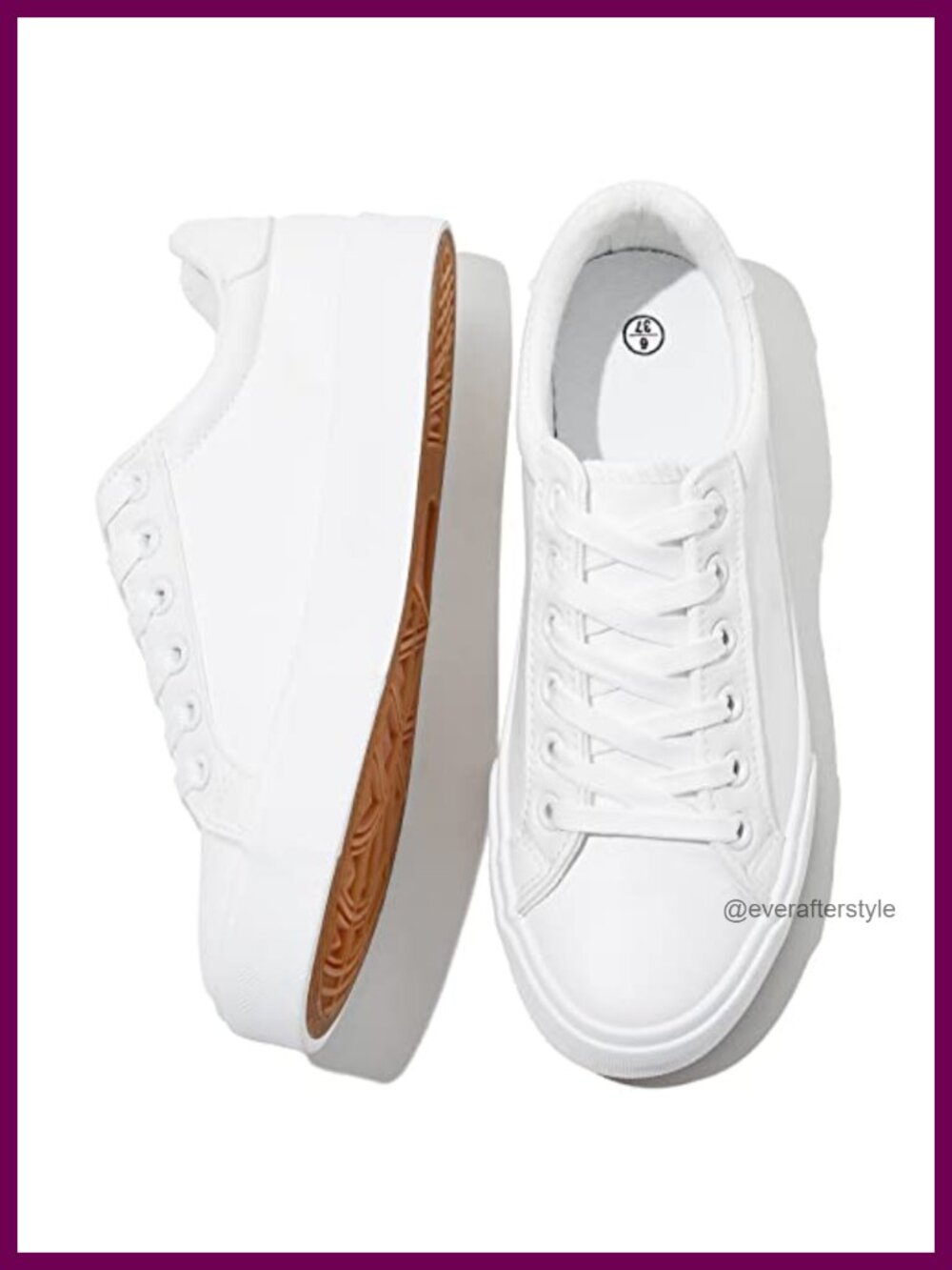 Womens PU Leather Tennis Shoes Water Resistant Slip Resistant Lace-Up Sneakers
